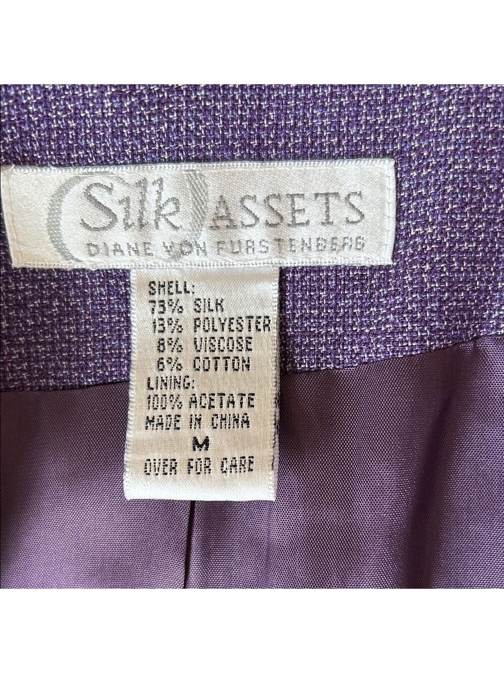 Diane Von Furstenberg Double-Breasted Violet Silk Frock Coat size M - Picture 10 of 10